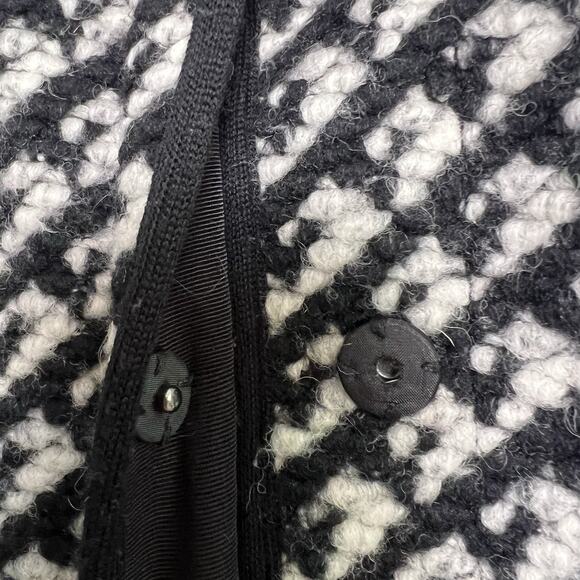 Talbots Womens Black White Wool Blend Snap Button Jacket geometric Petite Sz M - Picture 5 of 13